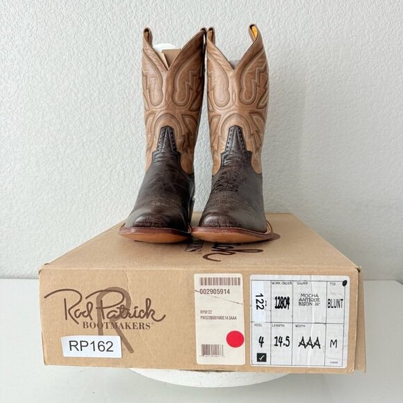 NEW Rod Patrick Mens Cowboy Boots 14.5AAA Antique Mocha Bison Brown Western - Picture 10 of 11